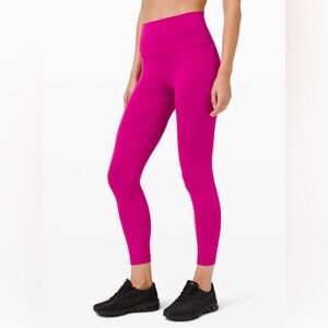 Lululemon Wunder Train High-Rise Tight 25" in color Ripened Raspberry, Size 12